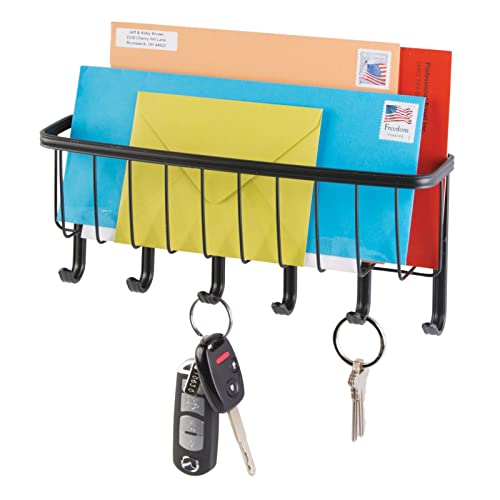 mDesign range courrier et boite à clés en acier - pour le rangement de vos clefs, lettres et brochures - porte courrier mural - noir mat