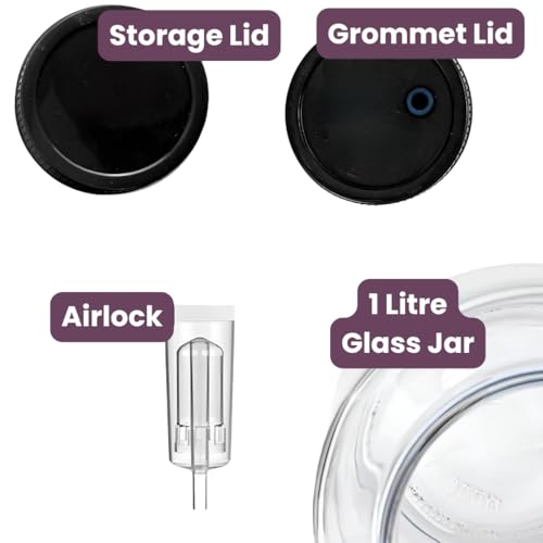 Image of Gutbasket Glass Fermentation Jar 1 Litre with Airlock Lid | Glass Fermenter for Kanji, Pickles, Kombucha, Sauerkraut and Kimchi