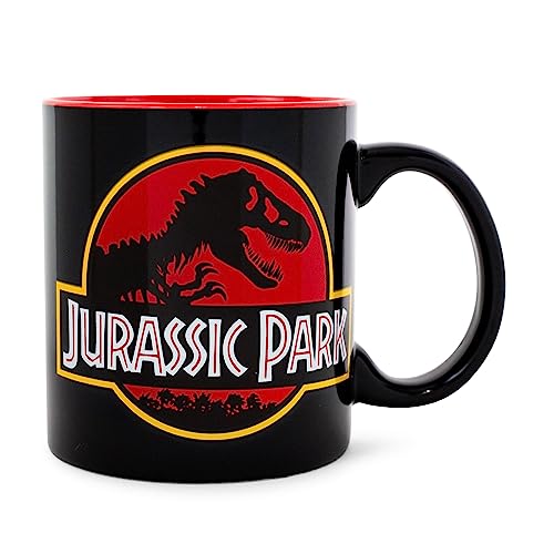 Silver Buffalo Jurassic Park Logo Jumbo Taza de café de cerámica, 20 onzas