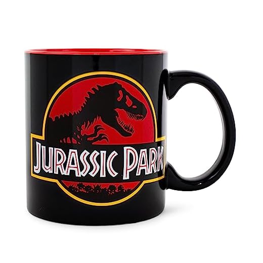 Silver Buffalo Jurassic Park Logo Jumbo Taza de café de cerámica, 20 onzas