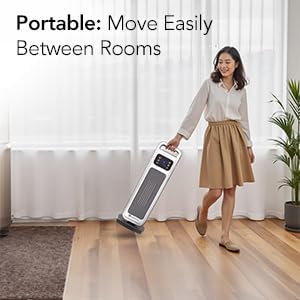 Miniatura 7 de Comfort Zone Calentador de espacio de torre de 26 pulgadas y 1500 W para uso en interiores, control remoto, termostato ajustable, temporizador de 24