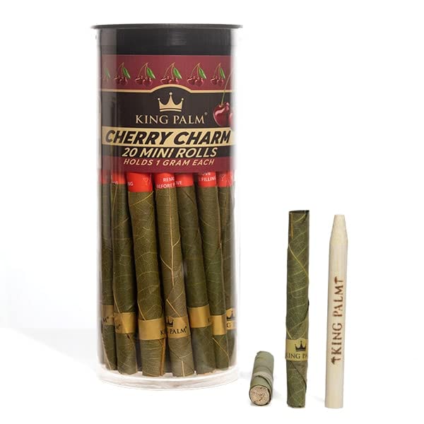 King Palm Mini Flavored Cones - (20 Rolls Total) - Natural Pre Roll Palm Leafs - All Natural Cones - Corn Husk Filter - Squeeze & Pop Pre Rolls - Organic Flavored Pre Rolled Cones (Cherry Charm)