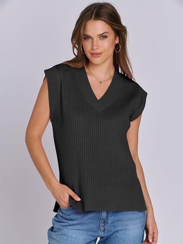 ANRABESS Womens V Neck Sweater Vest Oversized Sleeveless Tops Casual Ribbed Knit Loose 2025 Summer Tank Top Outfits Clothes2