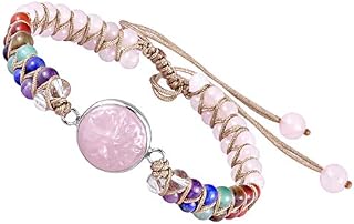 KYEYGWO 7 Chakras Healing Crystal Stone Beads Bracelet for Women and Men, Tree of Life Charms Adjustable Bangle for Prayer Balancing Yoga Meditation