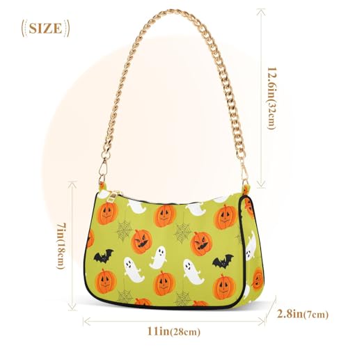 Ghost and Pumpkin Shoulder Bag for Women, Handbag with Chain Strap, Soft Purse Tote Bag for Ladies2