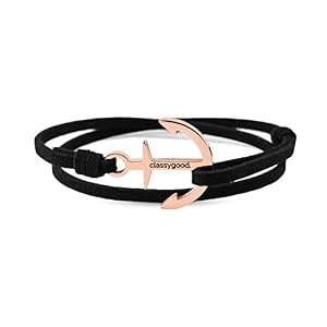 classygood. classygood. Anker Armband Classy Bracelet roségold & Silber, Alcantara-Leder Band schwarz für Damen/Herren classygood. classygood. Anker Armband Classy Bracelet roségold & Silber, Alcantara-Leder Band schwarz für Damen/Herren