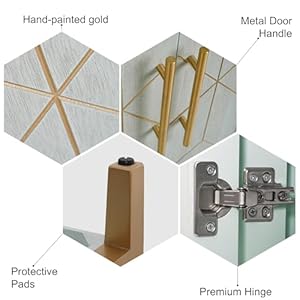 HLR Green Accent Cabinet with Gold TrimStorage Cabinet with 2 DoorsModern Wooden Sideboard for Living Room Kitchen Office and Hallway