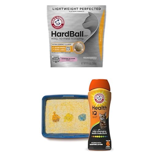 Bundle of ARM & HAMMER Hardball Lightweight Easy Platinum Multi-Cat Clumping Litter, 8.5LB Bag + Health IQ Cat Litter Additive, with Color Changing Health Indicators, Works with Most Litter, 10 oz