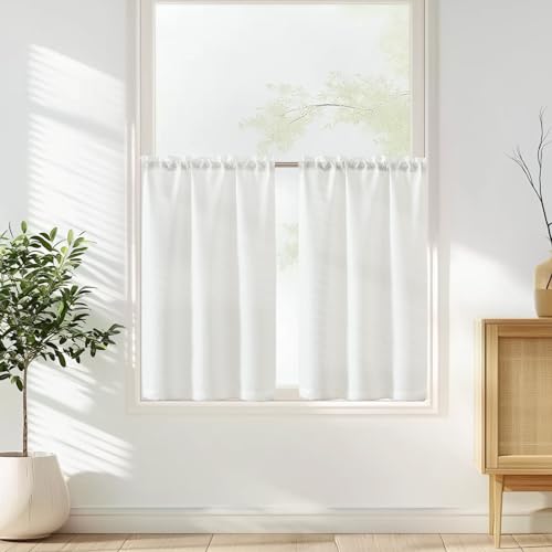 Vangao Scheibengardinen Modern Küche Weiß Bistrogardine 2er Set...