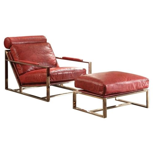 Sillón Plegable Piel Rojo miniatura 4