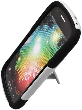Eagle Cell PHSAMI437YSTBKWH HypeKick Hybrid Protective Gummy TPU Case with Kickstand for Samsung Galaxy Express i437 - Retail Packaging - Black/White