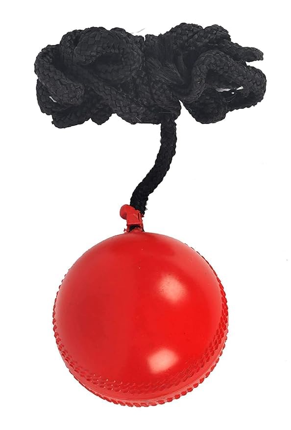 KKRISH Synthetic Hard Ball with a Cord, Cricket Hanging & Knocking Ball for Indoor & Outdoor Training,Practice, Batting (Red)-image-40