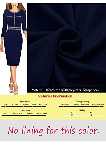 Image of VFSHOW Womens Button Crew Neck Wear to Work Office Business Casual Church Party Slimming Fitted Bodycon Pencil Sheath Dress