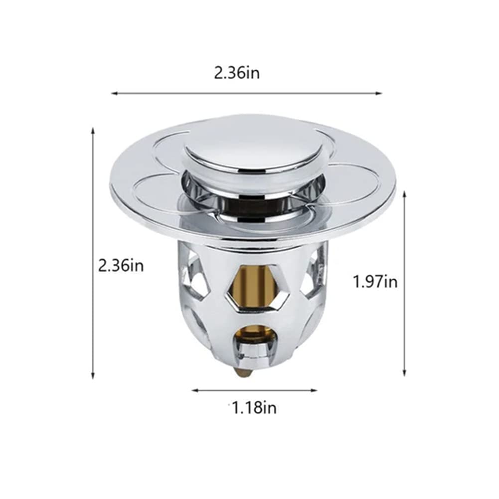 Valink Tappo di scarico da cucina – Filtro di scarico a scomparsa in acciaio inox, tappo universale per lavabo