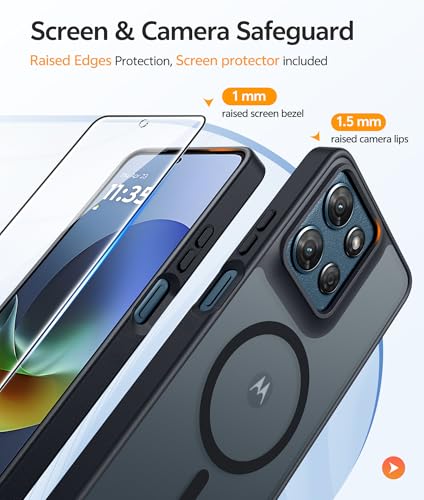Image of FNTCASE for Moto G 2026 /2025 Case: Motorola Moto G Play 5G 2026 Case [Compatible with Magsafe] Translucent Matte Cases with [Screen Protector] Military Grade Shockproof Protective Phone Cover -Black