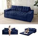 MAXYOYO Bodensofa Schlafsofa 190cm Breit mit Kissen, 2-in-1 Klappbar Cord Sofa 3 Sitzer mit Schlaffunktion, Liegefläche 101x196CM für Wohnzimmer, Schlafzimmer, Lounge