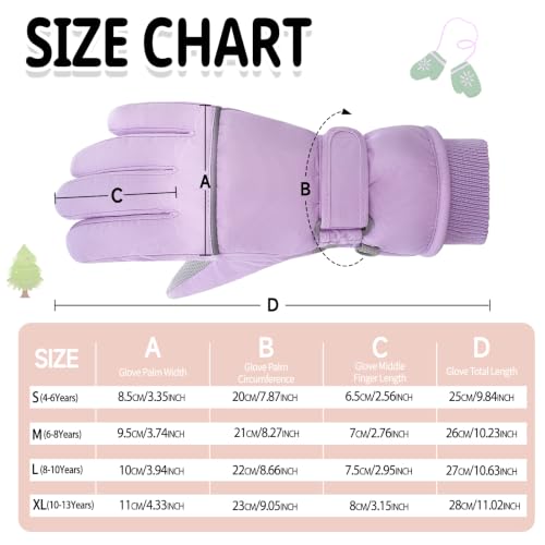 Image of Kids Winter Ski Gloves Waterproof Children Girls Boys Fleece Thermal Snowboard Snow Gloves Mittens for Cold Weather