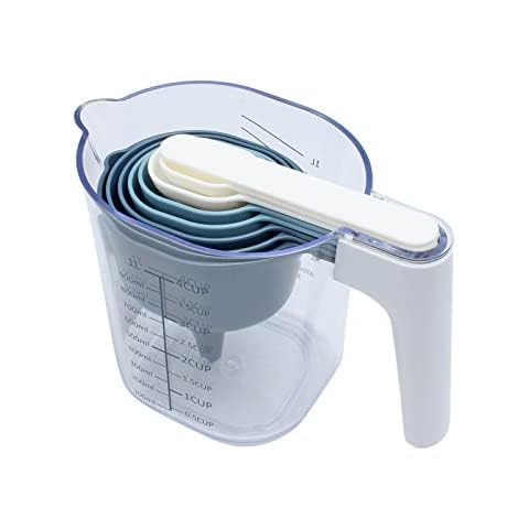 COOK WITH COLOR Measuring Cup Set - 9 PC. Nesting Stackable Liquid Measure Cup, Dry Measuring Cups and Spoons with Funnel and Scraper (Multi Colored) Cover