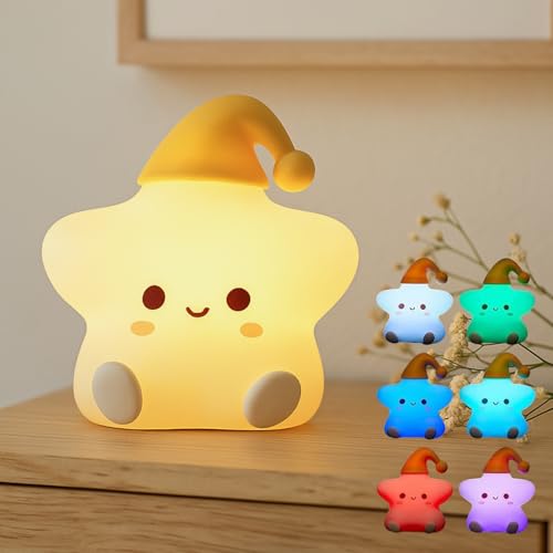 Recitem - Veilleuse pour enfant - Jolie veilleuse en silicone - Avec 7 modes de changement de couleur - Intensité variable - Rechargeable par USB - Avec contrôle tactile et minuterie - Lampe de chevet pour