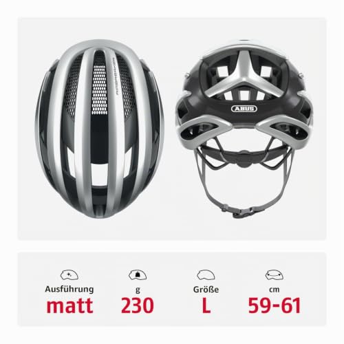ABUS Rennradhelm AirBreaker - High-End Fahrradhelm für den professionellen Radsport - für Damen und Herren - Silber, Größe L – Ansicht 3