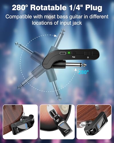 wireless guitar system 24 ghz with 6 channels rechargeable audio wireless guitar transmitter receiver for guitar bass electric instruments