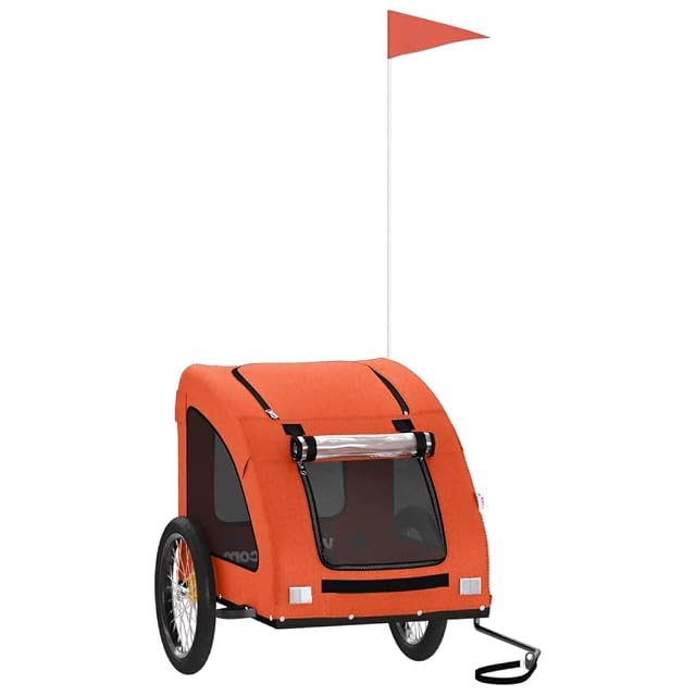 vidaXL Remolque de Bicicleta Mascotas Hierro Tela Oxford Naranja