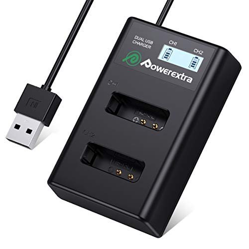 Powerextra Dual Battery Charger with USB LCD Display for NB-13L Battery