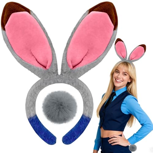 WzaoRvcv Disfraz de conejo para adultos, disfraz de Halloween para mujer, 2 unidades, disfraz de conejito para mujer con diadema de conejo y cola, disfraz de carnaval para mujer, para Halloween