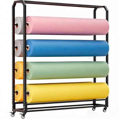 Commercial Fabric Roll Storage Rack, 57-Inch Mobile