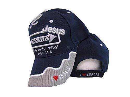 A beautiful hat 2-Tone Blue Hat I Love Jesus on Bill John 3:16 - Beauty Makeup C