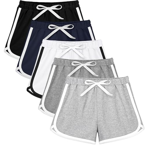 Resinta Girls Cotton Athletic Shorts 5-pack