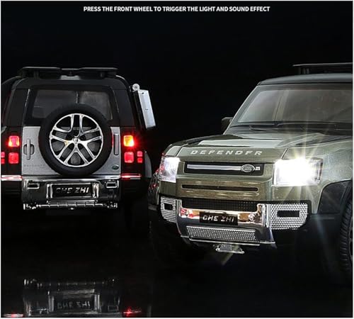 Image of New 1:24 L Rover Defender Toy Car Diecast Alloy Metal Defender Car Pull Back Cars with Openable Doors Music Sound and Light Vehicle Toy Cars for Kids Boys (Silver)