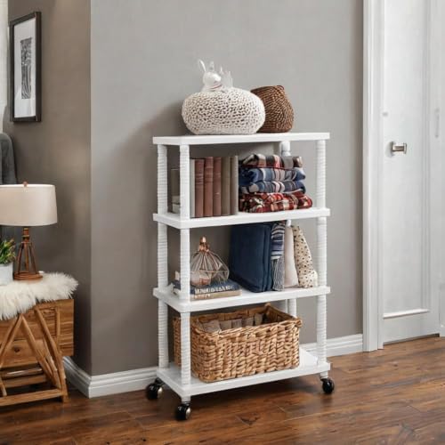 Image of SUBEKYU Baby Clothes Almirah, 4 Tray Shelf Foldable Plastic Wardrobe, Toy Storage Organizer /Holder