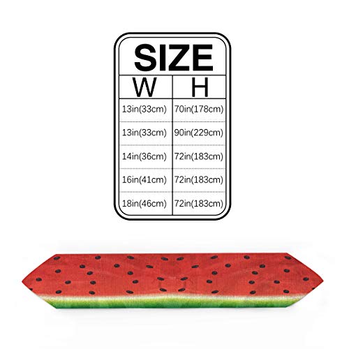 Vandarllin Watercolor Watermelon Red Green Table Runner With Cotton Linen Blend, Table Top Covers Table Runner Decoration For Indoor Outdoor Party Holiday Wedding Dining Table-13 X 70Inch #TOP4
