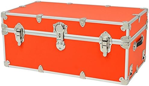 Rhino Sticker College & Camp Trunk with Wheels & Tray - 32" L x 18" W x 14" H - Orange