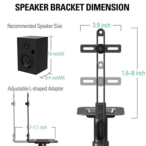 Mounting Dream Speaker Stands Pair Height Adjustable For Universal Satellite Speakers Up To11Lbs, Md5421 Soundbar Bracket For Tvs With Protruded Bottom On Back, Up To 22 Lbs With Detachable Extension #TOP3