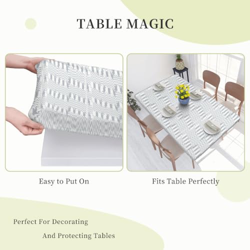 Nappe extensible motifs abstraits de 122 cm blanche imperméable - 8