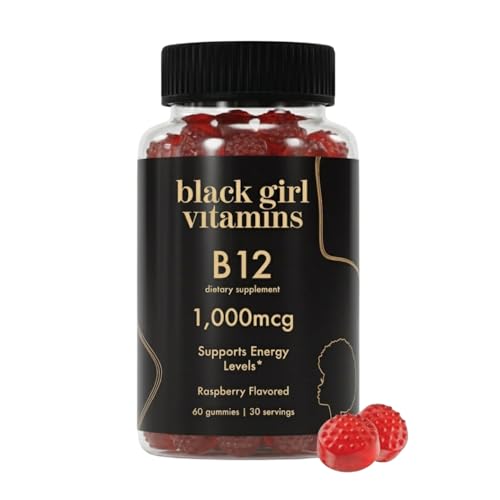 Black Girl Vitamins - Vitamin B12 Gummies for Energy Metabolism & Nervous System Support 1000 mcg Cyancobalamin B12 per Serving Halal & Gluten-Free - 60ct