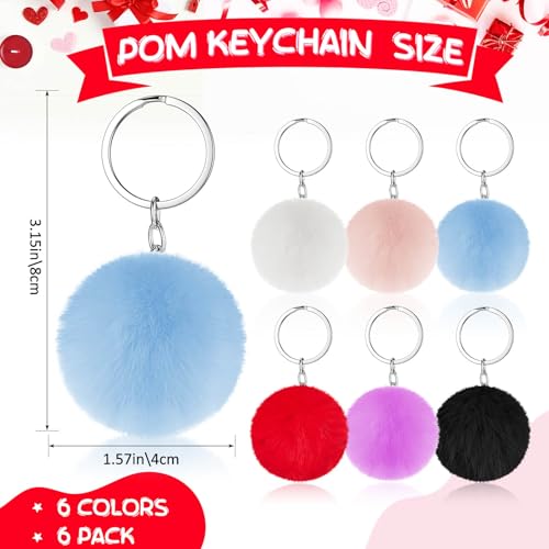 Image of Henoyso 6 Pack Acrylic Photo Keychains with Colorful Pom Poms, 2 x 3 Inch | Double Sided Acrylic Photo Keychains, Easy DIY for Back to School Students Gifts, Classroom Rewards,, Graduation Keepsakes
