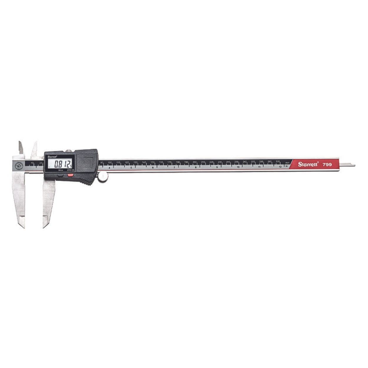 Starrett Stainless Steel Electronic Slide Caliper - 0-12" Range, .0005" Resolution, LCD Display, Fine Adjustment Thumb Wheel, in/mm Conversion - EC799A-12/300: Industrial & Scientific