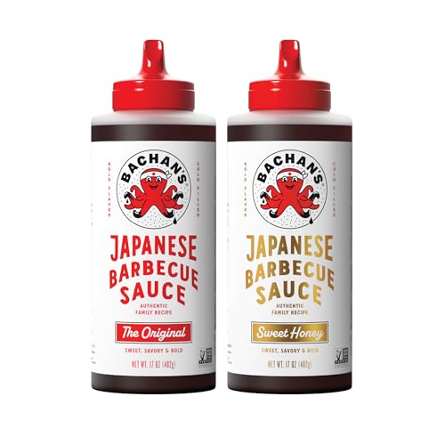 Bachan's Japanese Barbecue Sauce 2 Pack - 1 Original, 1 Sweet Honey - BBQ Sauce for Wings, Chicken, Beef, Pork, Seafood, Noodles, and More. Non GMO, No Preservatives, BPA free