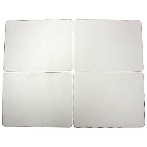 DaoHeng Set of 4 Rectangular Faux Leather Placemats with Round Corner Cream
