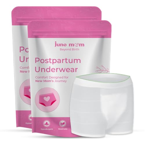 Juno Mom Maternity Panty for Extra Heavy Flow | New Mom Maternity Underwear | Postpartum Diapers | Disposable Underwear for Women | Leak Proof | Anti Rash | Prevents UTI | Pack of 7, Set of 2 Box(XXL)