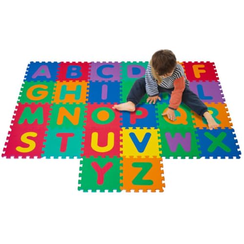 Interlocking Foam Tile Play Mat with Letters - Non-Toxic Children's Multicolor 26-Piece Puzzle Tiles for Playrooms, Classrooms, and More by Hey Play by HEY! PLAY! - Image 6