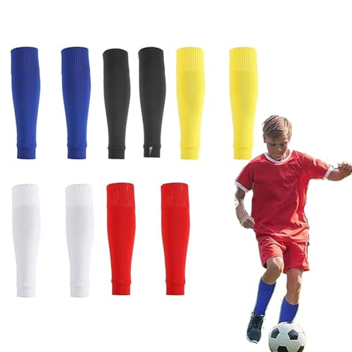 Fútbol Espinilleras Calcetines, Mangas Protectoras de Pantorrillas, Calcetines de Fútbol para Espinilleras, Sin género (FR/ES, Números, 36, 42, Regular, Regular, Blanco+Negro+Rojo+Amarillo+Azul)