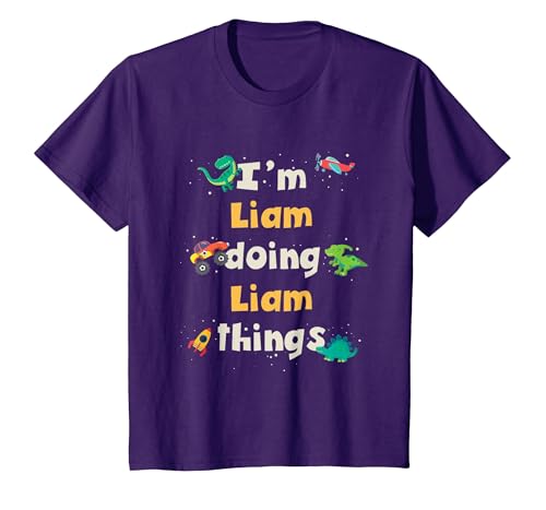 Cool Liam Personalized First Name Boys T-Shirt, Youth, Purple, Small