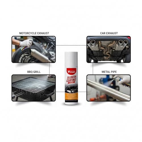 Image of Wesaf Silencer Coating Spray Silver For Bike and Car 150ml | Anti-Corrosion | Heat-Resistant Silencer Coating Spray, Prevent Rust and Leak, Diesel wash Resistance