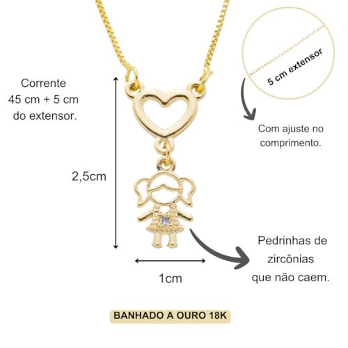 Colar Com Pingentes De Filha – 1 Menina – Banhado A Ouro 18k – Presente Para Mãe, Avó ou Esposa