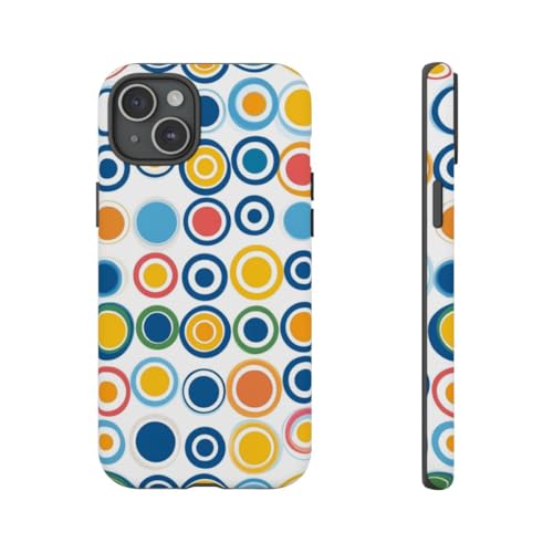 Coque rigide mate iPhone 15 Plus motif circulaire bleu