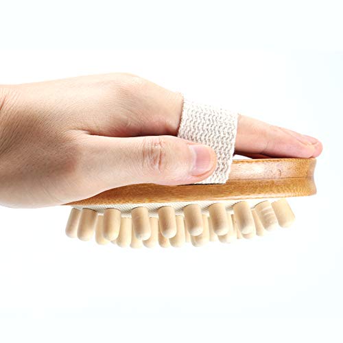 Dry Brushing Body Brush - Stiff Natural Boar Bristle Face/Back/Foot Cactus Skin Brush Scrubber for Exfoliation, Cellulite, Circulation, Drain Lymph Massage in Bath Shower - Long Detachable Handle - Thumbnail 5